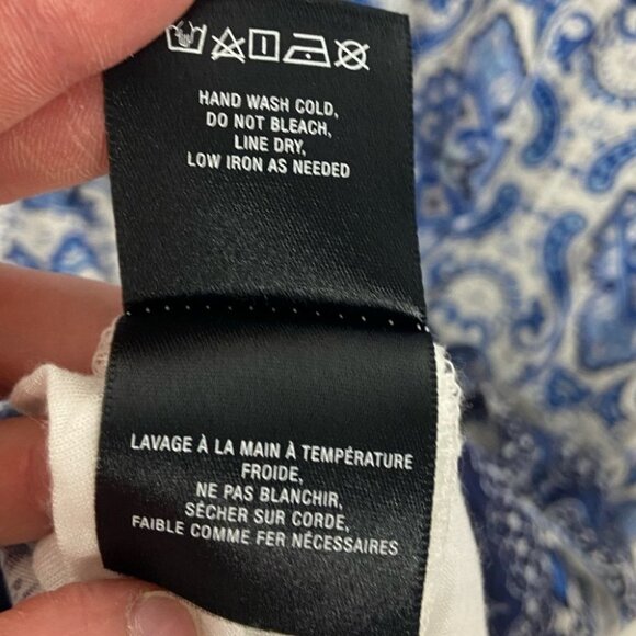 Anthropologie Paisley Print Romper Long Sleeves Blue White Bohemian XS Elevenses - Picture 8 of 16